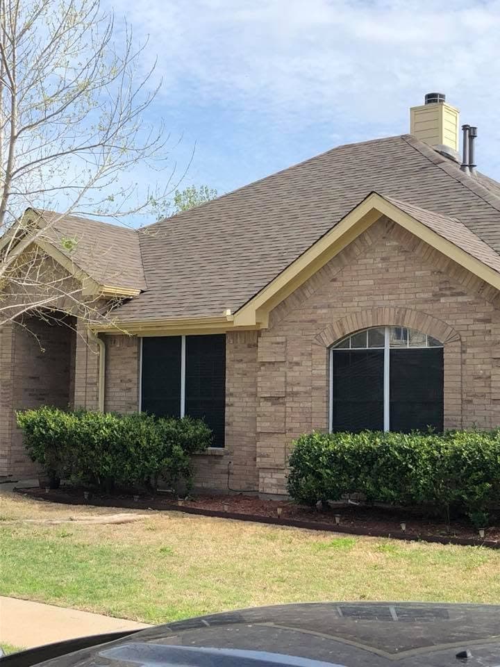 Brick home with a completed gable roof